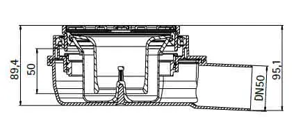 SD Ablauf für PLAN KESSEL R DN 50 waagerecht reversibel, Nr. 487501
