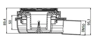 SD Ablauf für PLAN KESSEL R DN 50 waagerecht reversibel, Nr. 487501