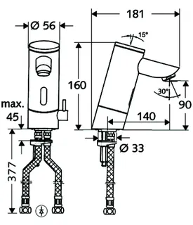 SCHELL Waschtisch-Arm. PURIS E HD-M, Elektron. Steckernetzteil, 140 Auslauf, chrom – Bild 2