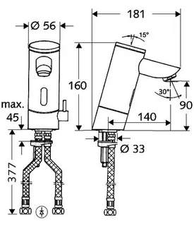 SCHELL Waschtisch-Arm. PURIS E HD-M, Elektron. Steckernetzteil, 140 Auslauf, chrom – Bild 4