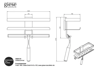 Giese Duschkorb Newport mit seitlichem Halter für Rasierer,Haken und Wischer – Bild 2