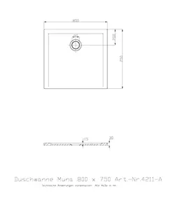 Hoesch Duschwanne Muna 800x750x30 ohne Antirutsch, Material Solique, Weiß – Bild 2