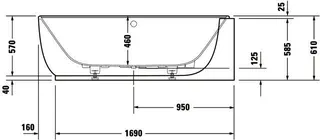 Duravit Luv Badewanne 1850x950 Ecke R, Nahtl.Verkl. Rückenschr. 2 Pos. L/R Weiß Matt – Bild 5
