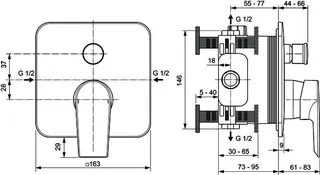 Ideal Standard Badearmatur UP Edge, Bausatz 2, Rosette d:163mm, Chrom – Bild 3