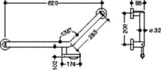 HEWI Winkelgriff 135 Gr, PRH, d:32, links, chrom – Bild 5