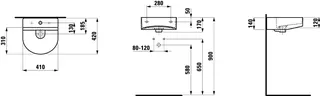 Laufen HWB SONAR 420x410x170 1 Hahnloch mit Überlauf weiß – Bild 2