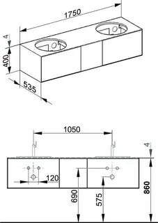 Keuco WUB Edition Lignatur 33373 f. 2 Vari.-Waschtisch 3 Ausz. Eiche wi. – Bild 2