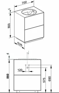 Keuco WUB Standm. Edition Lignatur 33370 Vari.-Waschtisch 2 Ausz. Eiche wi. – Bild 2