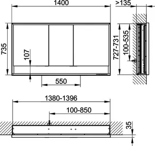 Keuco SPS Edition Lignatur 23316 DALI Wandeinbau, Eiche, 1400x735x165mm – Bild 2