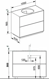 Keuco WUB Standm. Edition Lignatur 33371 Vari.-Waschtisch 2 Ausz. Eiche wi. – Bild 2