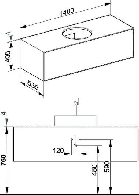 Keuco WUB Edition Lignatur 33382 f. Ker.-Waschtisch 1 Ausz. Eiche Ve./Gl. ws
