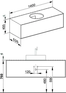 Keuco WUB Edition Lignatur 33382 f. Ker.-Waschtisch 1 Ausz. Eiche Ve./Gl. ws
