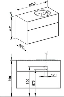 Keuco WUB Edition Lignatur 33371 f. Vari.-Waschtisch R. 2 Ausz. Eiche wi. – Bild 2