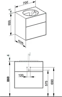 Keuco WUB Edition Lignatur 33370 f. Vari.-Waschtisch 2 Ausz. Eiche wi. – Bild 2