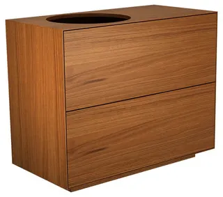 Keuco WUB Standm. Edition Lignatur 33371 Vari.-Waschtisch L. 2 Ausz. Eiche wi./Gl. ws sat
