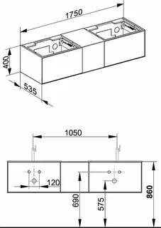 Keuco WUB Edition Lignatur 33343 f. 2 Ker.-Waschtisch 3 Ausz. Eiche wi. – Bild 2