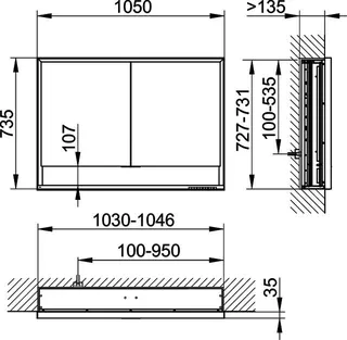 Keuco SPS Edition Lignatur 23318 Wandeinbau, Eiche, 1050x735x165mm – Bild 2