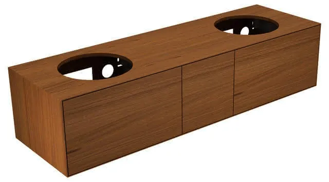 Keuco WUB Edition Lignatur 33383 f. 2 Ker.-Waschtisch 3 Ausz. Nussb.