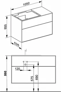 Keuco WUB Edition Lignatur 33341 f. Ker.-Waschtisch L. 2 Ausz. Eiche wi. – Bild 2