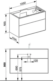 Keuco WUB Edition Lignatur 33350 f. Ker.-Waschtisch 2 Ausz. Eiche wi. – Bild 2