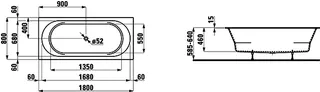 Laufen Einbau-Badewanne PRO 800x1800x460 Marbond m. Ecken weiß – Bild 2