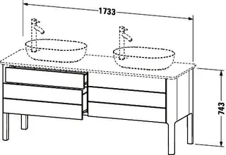 Duravit WTU bodenstehend Luv 743x1783x570mm 2 SchKa,2 Ausz.,Weiß Seidenmatt – Bild 2