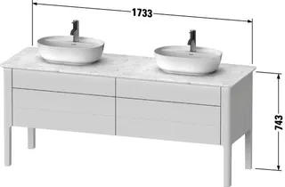 Duravit WTU bodenstehend Luv 743x1783x570mm 2 SchKa,2 Ausz.,Weiß Seidenmatt – Bild 4