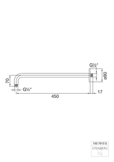 Steinberg Brausearm Wandmontage 450 mm 100 7910 S, matt black – Bild 2