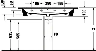 Duravit Möbel-Waschtisch ME by Starck 1230mm m. ÜL, m. HLB, 1 HL mitte, weiß – Bild 4