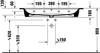 Duravit Möbel-Waschtisch ME by Starck 1230mm m. ÜL, m. HLB, 1 HL mitte, weiß – Bild 5