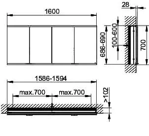 Keuco Royal Modular 2.0 SPS, bel. 80041, Einb,2Steckd/USB,sb-elox,1600x700x120mm – Bild 2