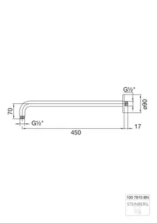 Steinberg Brausearm Wandmontage 450 mm 100 7910 BN, brushed nickel – Bild 2