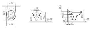 VitrA Tiefspüler-Wand-WC S20 ovale Form 355 x 520 mm Weiß Hochglanz – Bild 2