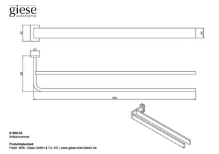 Giese Handtuchhalter doppelt starr L:400 mm – Bild 2