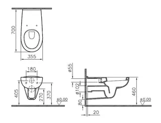 VitrA Tiefspüler-Wand-WC Conforma barrierefrei 355 x 700 mm Weiß Hochglanz – Bild 2