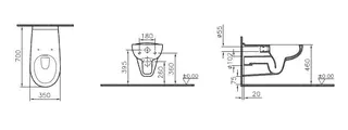 Tiefspüler-Wand-WC Conforma VitrA Fl. barrierefrei 350 x 700 mm Weiß Hochglanz – Bild 2