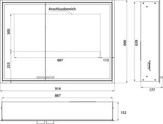 Emco Lichtspiegelschrank prestige2 07104 Unterputz, Tür breit rechts 915 mm alu. – Bild 4
