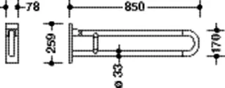 HEWI Stützklappgriff, drehb., Ser 801, L:850mm, antimikrobiell signalweiß – Bild 5