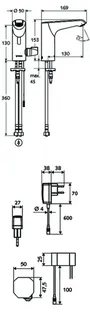 SCHELL Waschtisch-Arm. XERIS E-T HD-M, Elektron. Thermostat, UP-Netzteil, mid, chrom – Bild 4