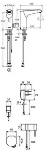 SCHELL Waschtisch-Arm. XERIS E-T HD-M, Elektron. Thermostat, UP-Netzteil, mid, chrom – Bild 5