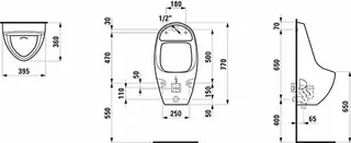 Laufen Absaugeurinal TAMARO S 360x395x770 für E-Netz-Anschluss mit Steuerung we – Bild 2