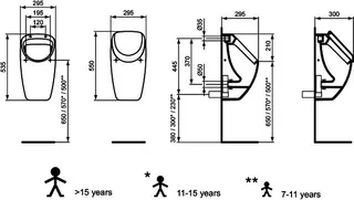 Ideal Standard Absaugeurinal Connect, Zul.von hi., Zul.u.Abl.verd., 295x295x535mm, Weiß – Bild 2