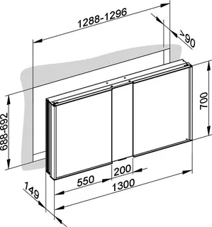 Keuco Spiegelschrank Royal Match 12815, Wandeinbau, 1300 x 700 x 149 mm – Bild 2