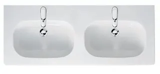 Duravit Möbel-Doppelwaschtisch D-Code 1200 mm mit ÜL, mit HLB, 1 HL pro Becken, weiß