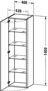 Duravit Hochschrank DuraStyle 360x400x1400mm 1 Tür,TA links,weiß hochgl./weiß hochgl – Bild 3