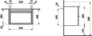 Laufen WTU SPACE 408x636x500 2 Schubl m.Griff f.WT H810284 weiß matt – Bild 3