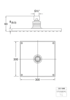 Steinberg Regenbrause 300 x 300 x 8 mm 120 1686, chrom – Bild 2