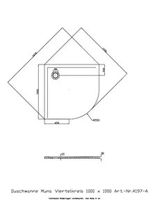Hoesch Duschwanne Muna 1/4-Kreis 1000x1000x30 ohne Antirutsch, Material Solique, Weiß – Bild 2