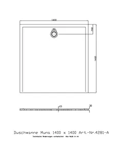 Hoesch Duschwanne Muna S 1400x1400x30 ohne Antirutsch, Material Solique, Weiß – Bild 3