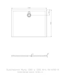 Hoesch Duschwanne Muna 1300x1000x30 ohne Antirutsch, Material Solique, Weiß – Bild 3